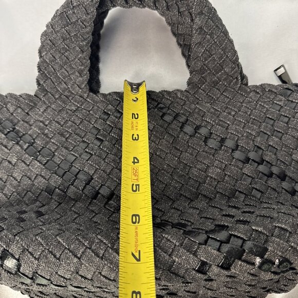 Haute Shore Mark Edge Black Woven Mini Tote Bag With Top Handles & Detachable St - Picture 13 of 16